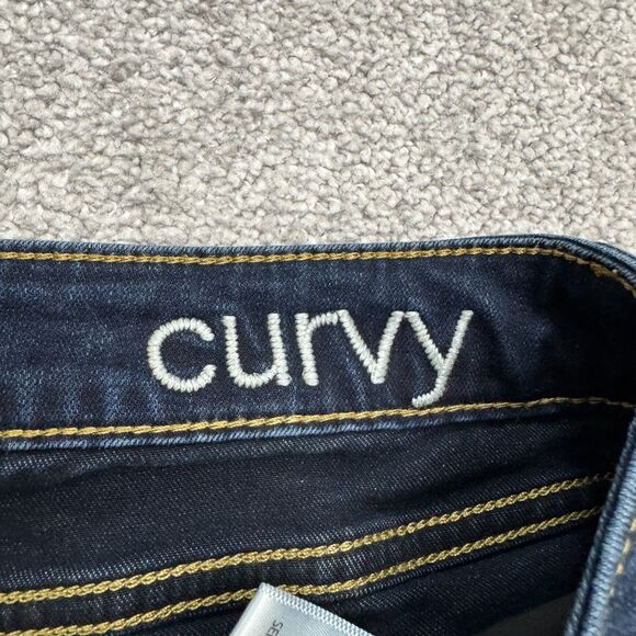 Slink Curvy Wide Leg Cropped Denim Jeans Womens 18 Blue Dark Wash Casual 42x22 - Picture 8 of 16